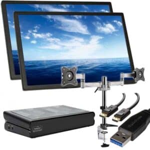 Dual Dell 24" Monitors & Targus USB-A Docking Station | NZ Laptop Wholesale