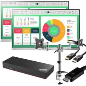 Dual HP 22" Monitor with Arms and a USB-C Dock