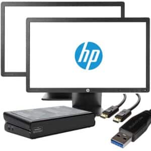 Dual HP 22" Monitors with Targus USB-A Docking Stsation