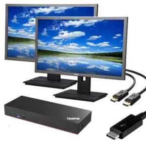 Dual 24" Acer Monitors with a USB-C Docking Station and all cables