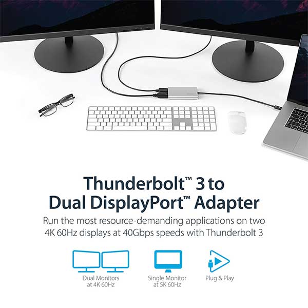 Thunderbolt 3 to Dual DisplayPort Adapter 4K