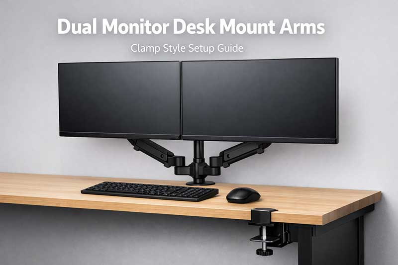 Dual monitor desk mount setup