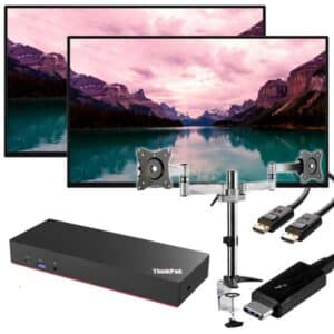 Dual Lenovo 23" Monitor Bundle with USB-C Docking Stsation