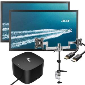 Dual Acer 24" Monitor Bundle with Thunderbolt Dock and Desk Mount Arms