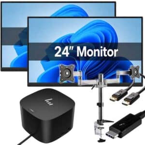 Complete 24" Dual Monitor Bundle with Docking Station and Arms