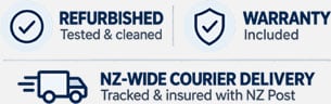 Professionally refurbished, warranty included and NZ-wide tracked courier delivery